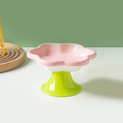 Ceramic Flower Cat Bowl – Pretty, Practical, and Kind to Necks